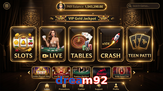 Main screen of Dream92 casino page for PK players